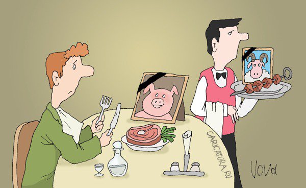 Карикатура "Поминальный ресторан", Владимир Иванов