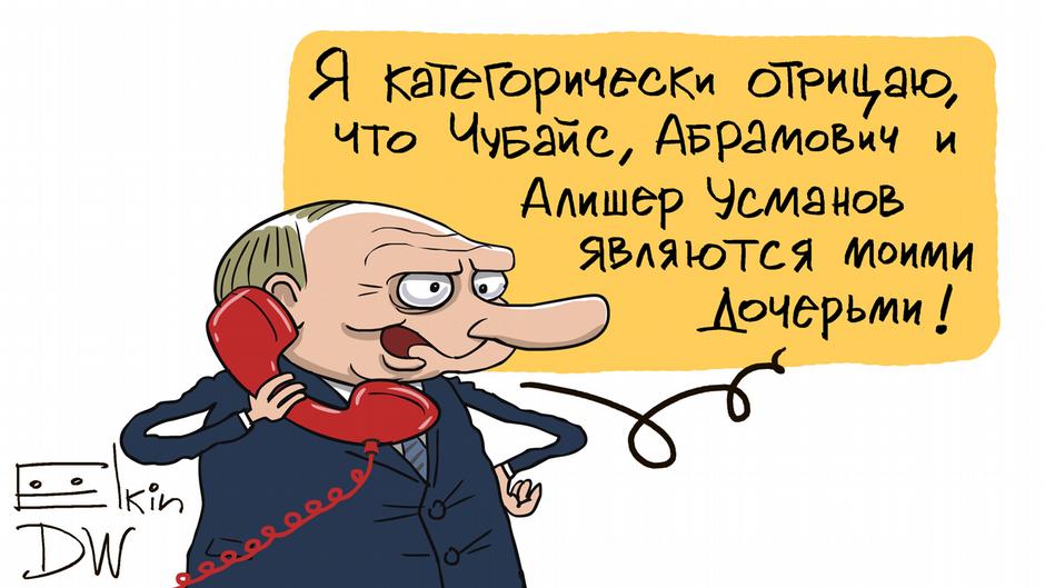 Карикатура "Сколько дочерей у Путина", Сергей Елкин