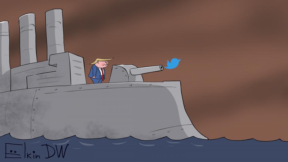 Карикатура "Трамп снова в "Твиттере"", Сергей Елкин