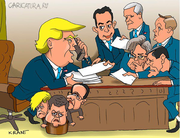 Карикатура "Американский президент позвонил Владимиру Путину", Евгений Кран