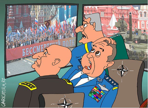 Карикатура "Бессмертный полк затмил парад", Евгений Кран