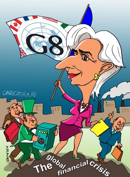 Карикатура "Кристин Лагард и борьба с глобальным кризисом", Евгений Кран