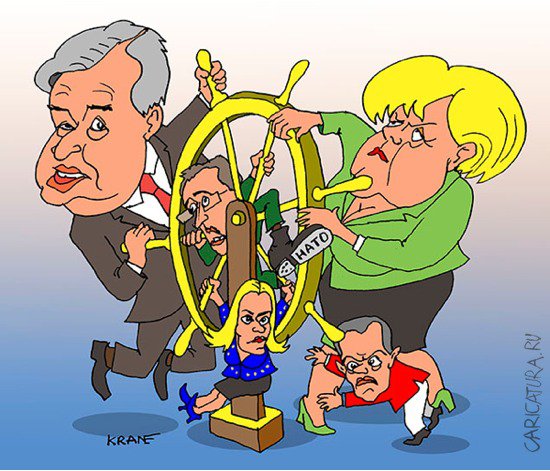 Карикатура "Монополия Запада дрейфует в небытие", Евгений Кран