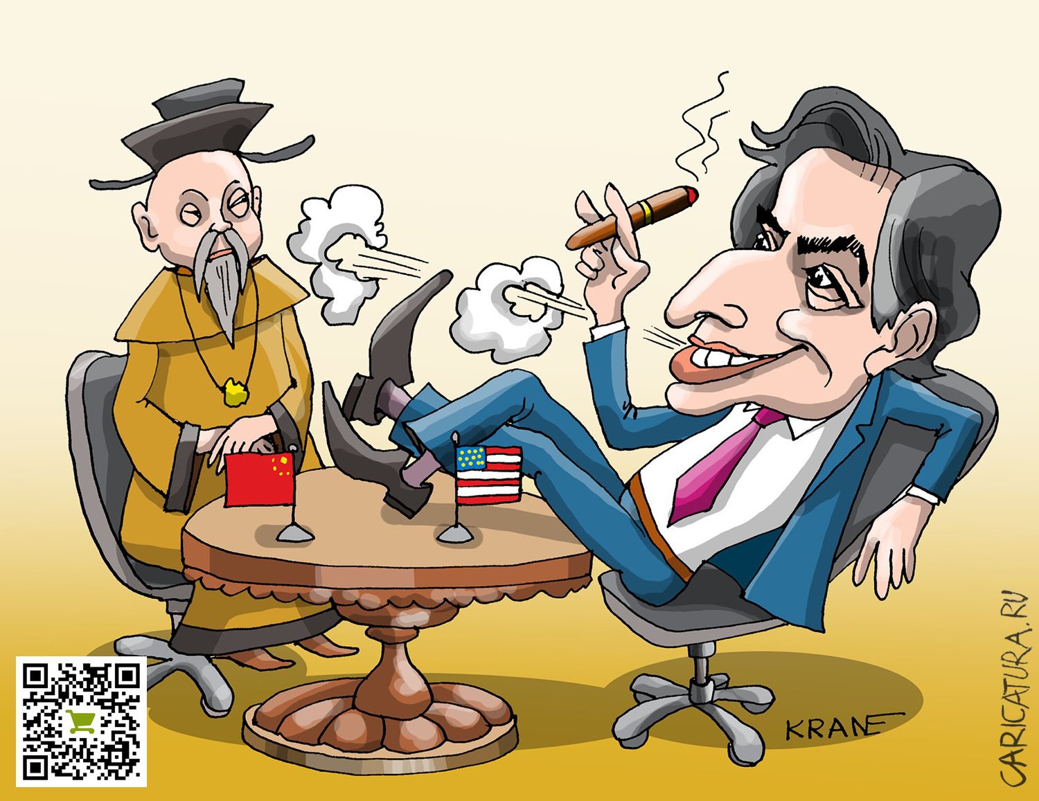 Карикатура "Урок классической дипломатии", Евгений Кран