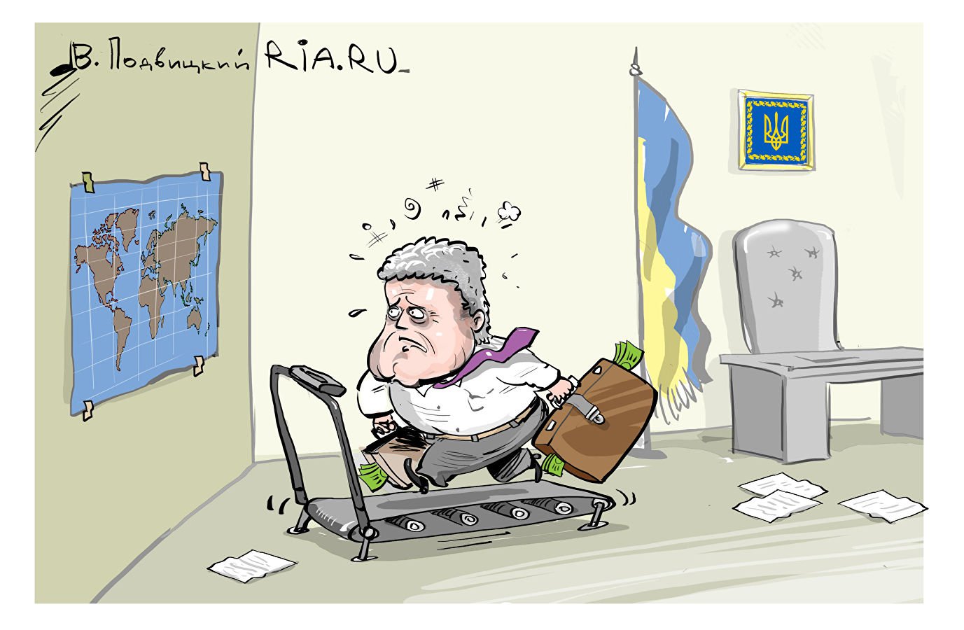 Карикатура "Куда бежать?", Виталий Подвицкий