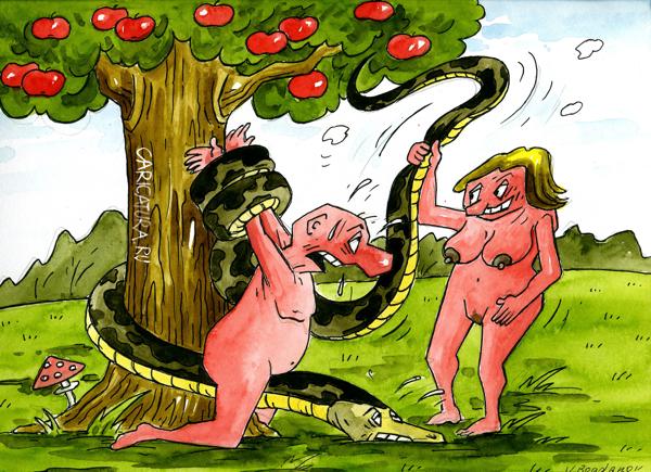 Карикатура "Адам и Ева", Виктор Богданов
