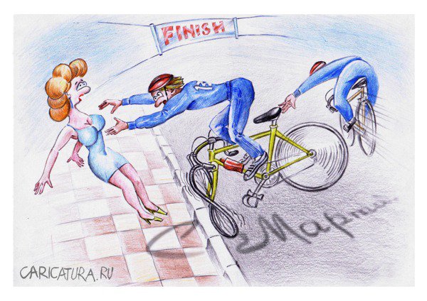 Карикатура "Велогонка", Николай Попов