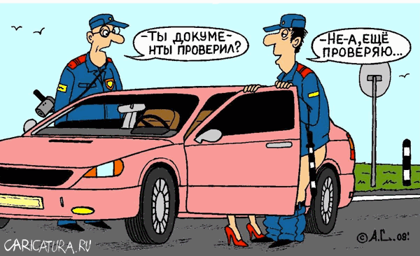 Карикатура "Проверка документов", Александр Саламатин