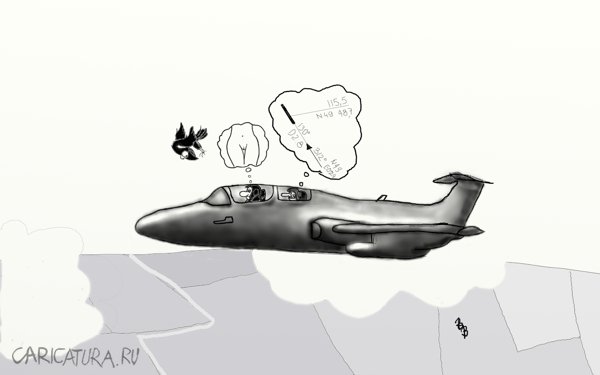 Карикатура "Полет", Владимир Вольф