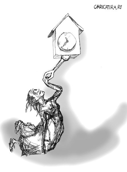 Карикатура "Бабушка и время", Наталья Свинцова