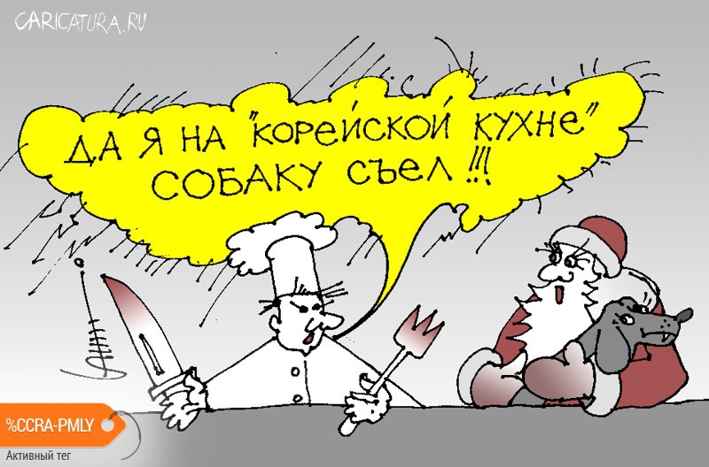 Карикатура "Повар-эксперт по корейской кухне", Юрий Санников