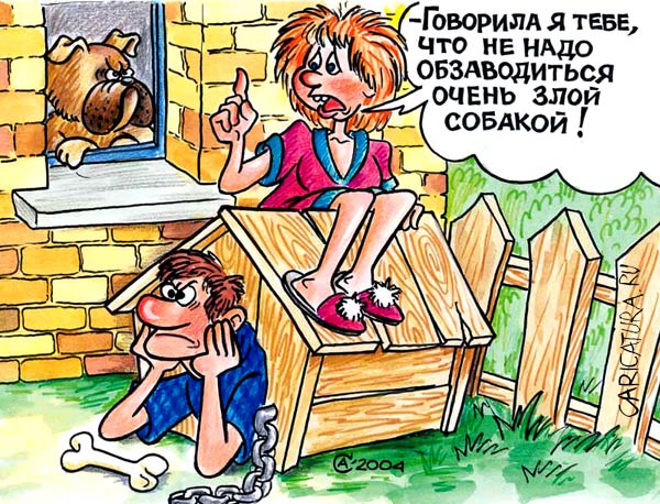 Карикатура "Очень злая собака", Андрей Саенко