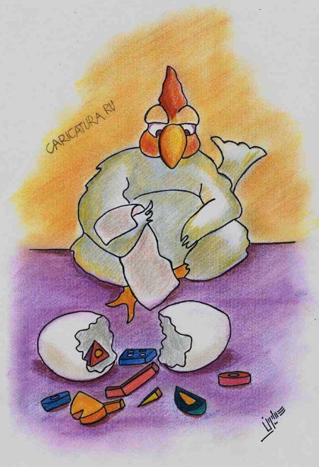 Карикатура "Курица или яйцо - Сборка", Хомаюн Абдулрахим