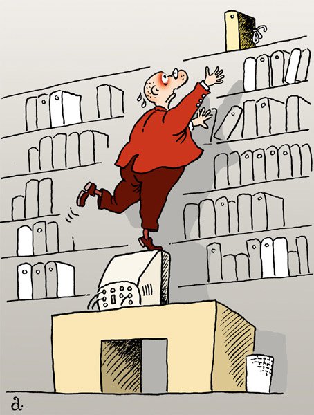 Карикатура "За папкой", Василий Александров