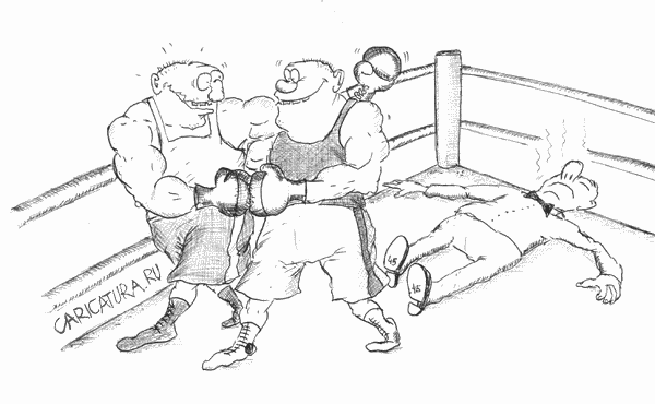Карикатура "В ринге", Евгений Багрецов