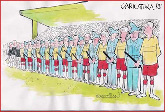 Карикатура "Добровольно-принудительный футбол", Erdogan Basol