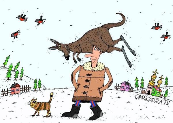 Карикатура "Шапка из Австралии", Сергей Белозёров