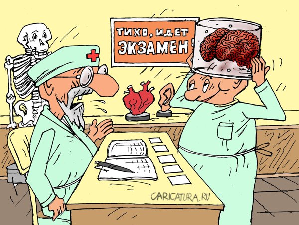 Карикатура "Экзамен", Виктор Богданов