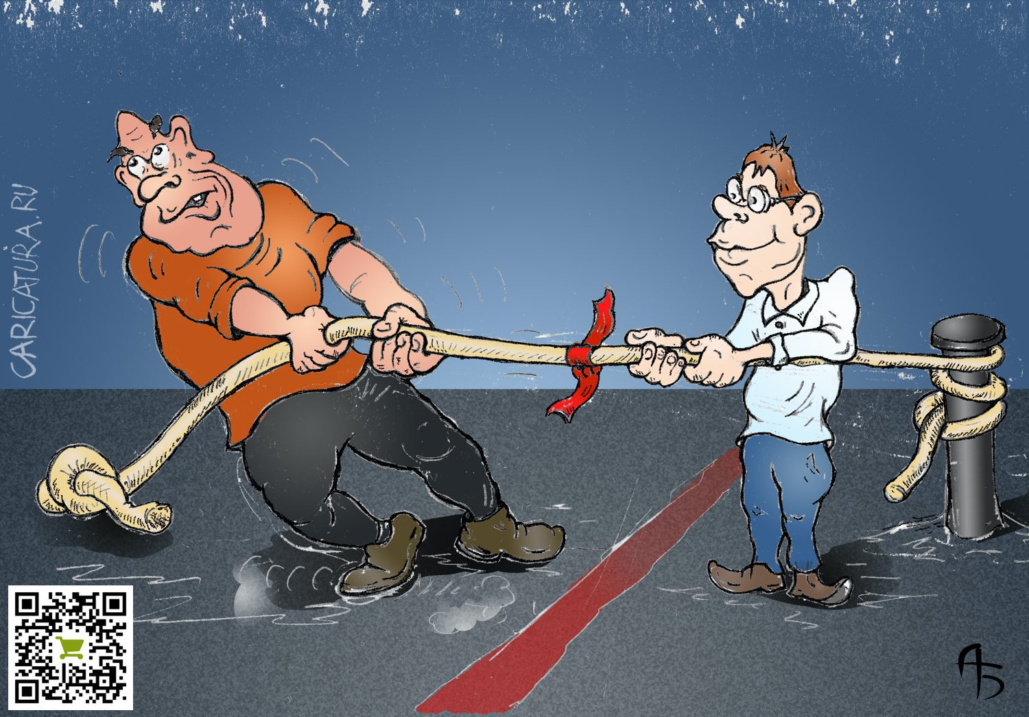 Карикатура "Перетягивание каната", Александр Богданов