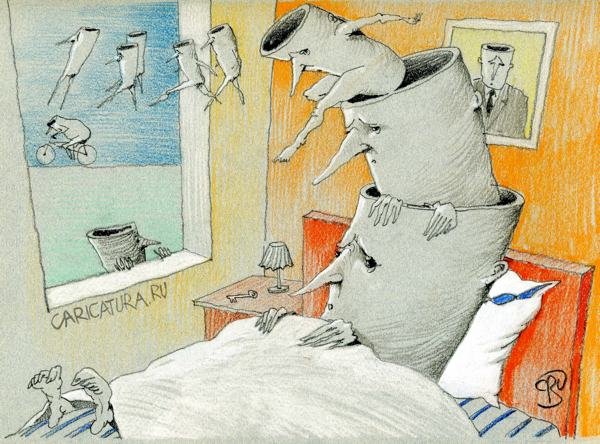 Карикатура "Пора вставать", Сергей Дергачев