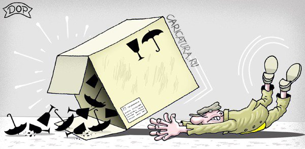 Карикатура "Хрупкая тара", Руслан Долженец