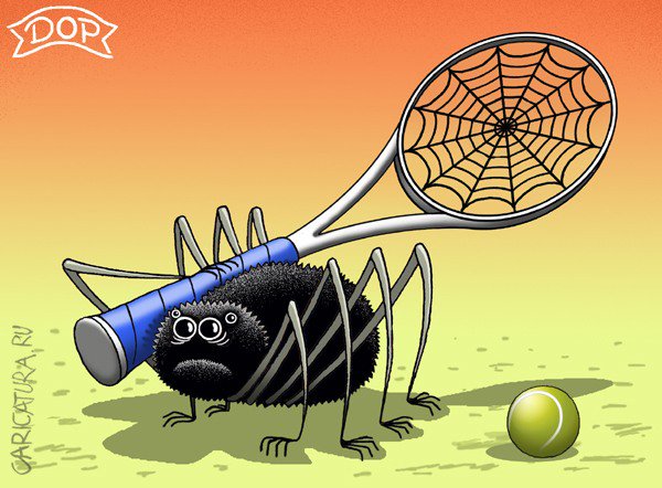 Карикатура "Паук теннисист", Руслан Долженец