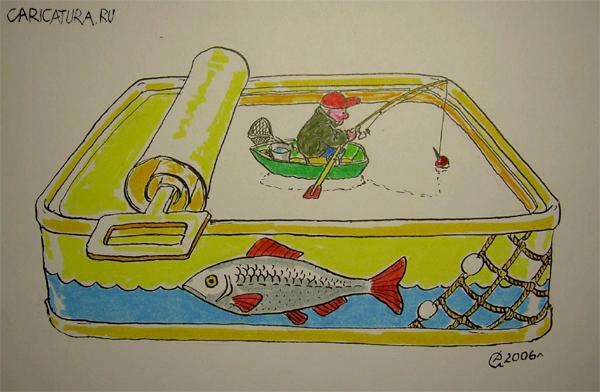 Карикатура "Рыбак", Сергей Дроздов