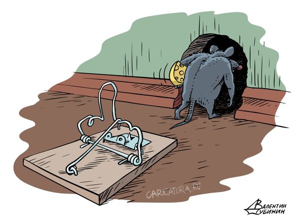 Карикатура "Сильный мыш", Валентин Дубинин