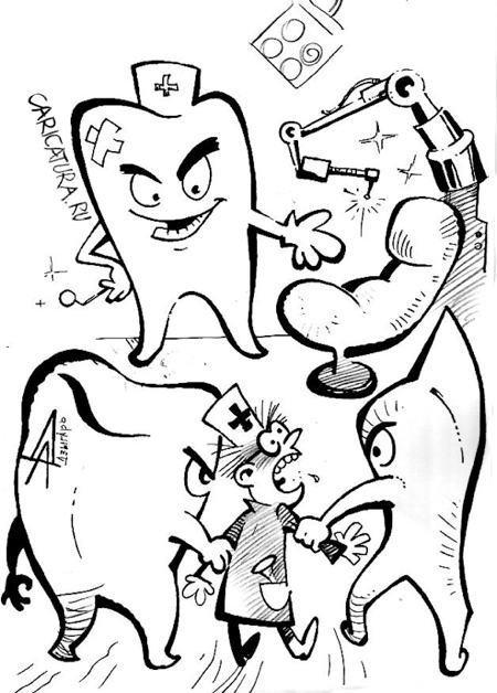 Карикатура "У зубного", Александр Дзыгарь