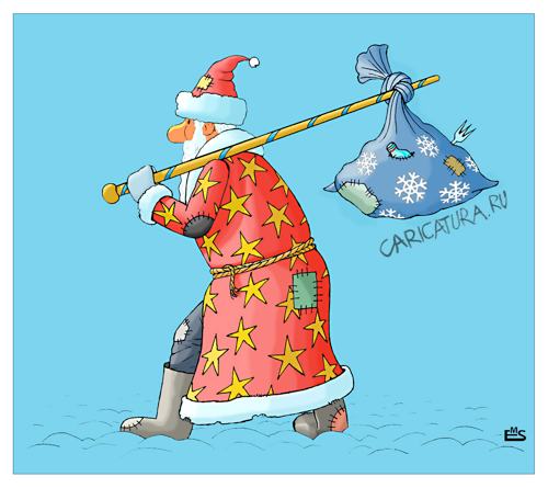 Карикатура "Дед Мороз", Махмуд Эшонкулов