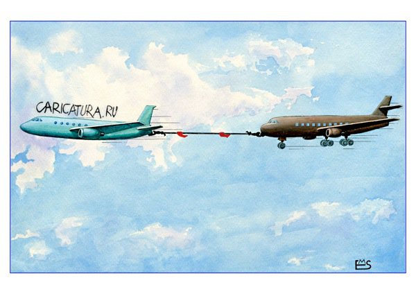 Карикатура "Самолет", Махмуд Эшонкулов