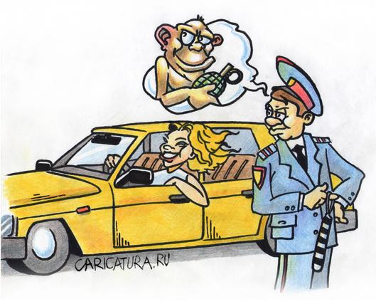 Карикатура "Обезьяна с гранатой", Игорь Галко