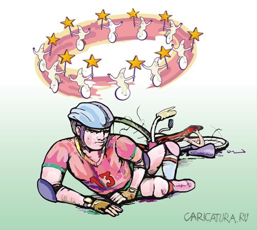 Карикатура "Велосипедист", Александр Хоменко