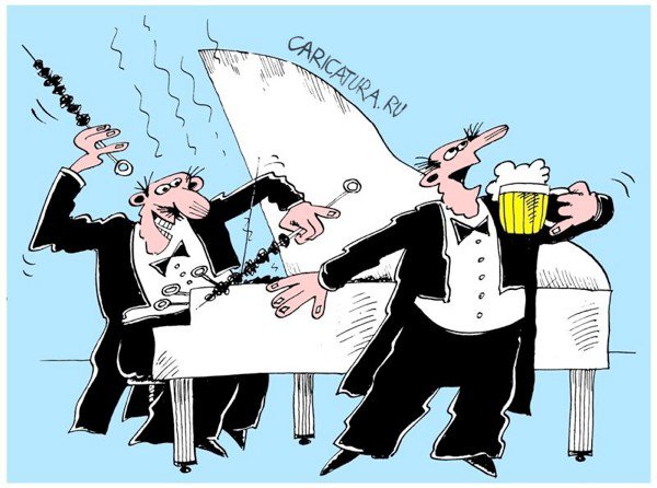 Карикатура "Ария для пива с шашлыками", Виктор Иноземцев