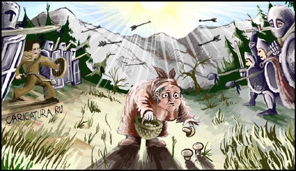 Карикатура "Ролевые игры: Вот тебе, бабушка, и Юрьев день", Дмитрий Исакевич