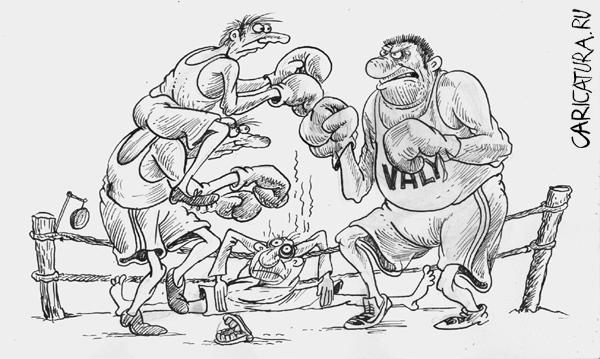 Карикатура "Братья Кличко против Валуева", Бауржан Избасаров
