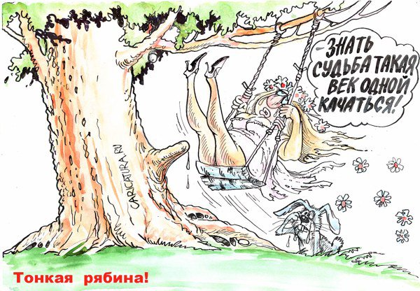 Карикатура "Тонкая рябина", Бауржан Избасаров
