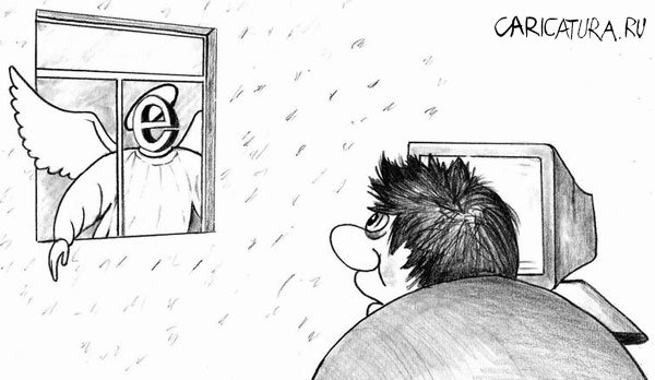Карикатура "Окно глючит", Олег Хархан