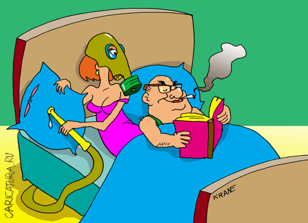Карикатура "Запрет на курение во сне", Евгений Кран