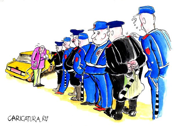 Карикатура "В очередь", Алексей Кустовский