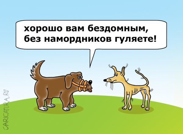 Карикатура "Пес, который гуляет сам по себе", Александр Кузнецов