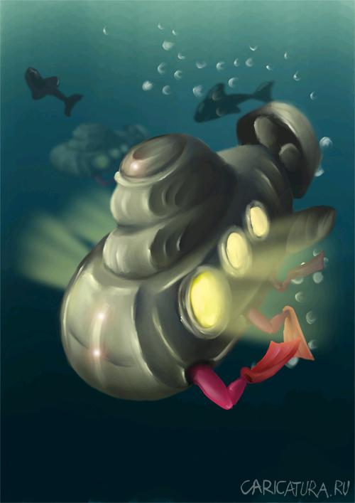 Карикатура "Подводные гребцы", Олег Малянов
