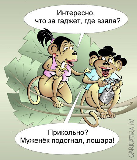 Карикатура "Обезьяна с гранатой", Виталий Маслов