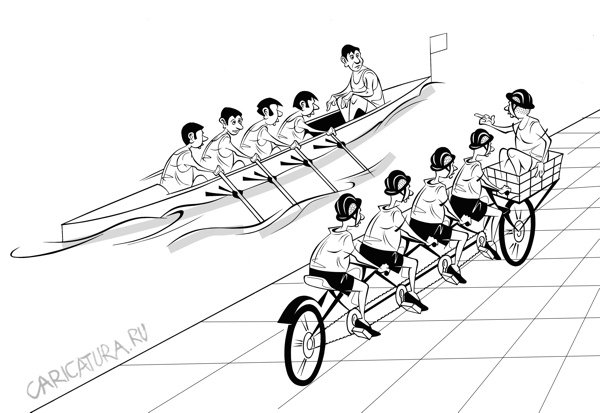Карикатура "Встреча на трассе", Виталий Маслов