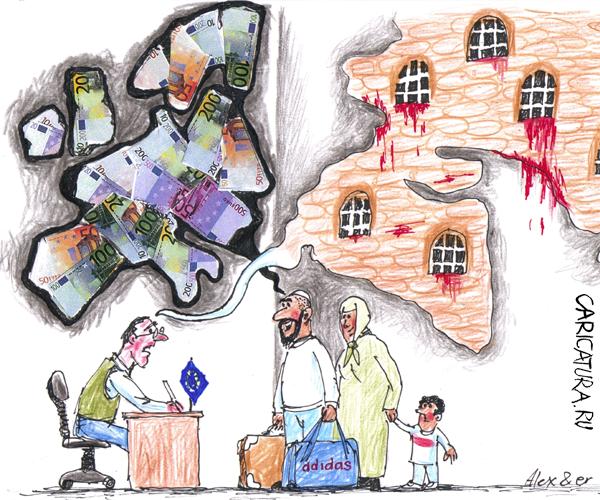 Карикатура "Беженцы", Александр Матис