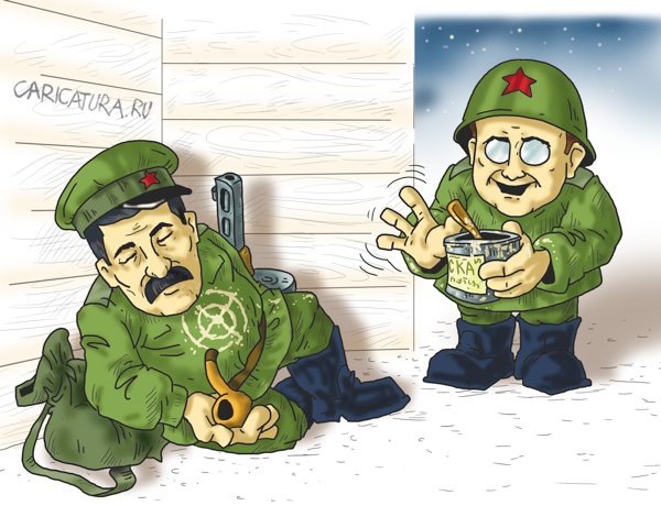 Карикатура "На рассвете в атаку!", Александр Ермолович