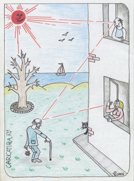 Карикатура "Солнечный зайчик", Вяч Минаев