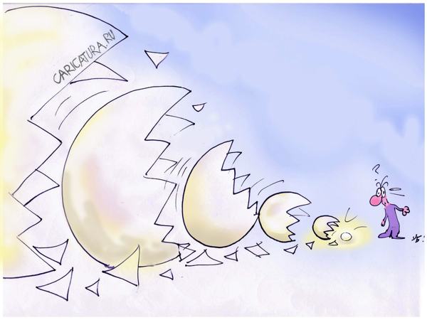 Карикатура "Курица или яйцо: Бесконечность", Убовик Ниделяко