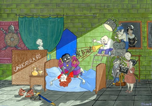Карикатура "Больше жизни в сцене смерти!", Иван Носенко