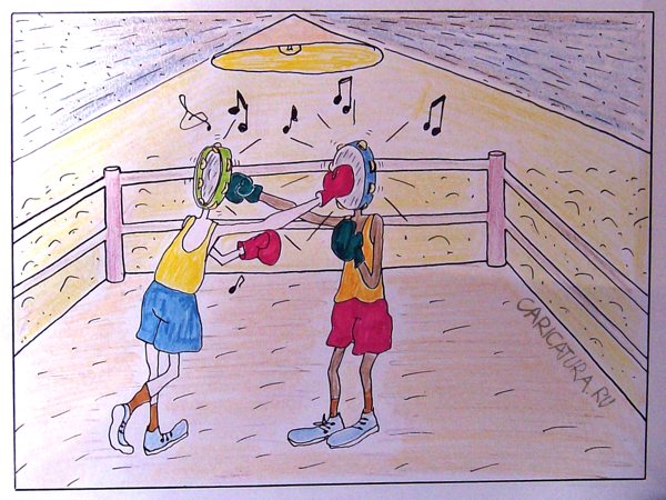 Карикатура "Бокс", Александр Петров
